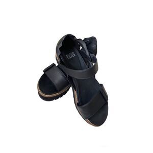 Eileen Fisher Black Leather Sandals Sz 7